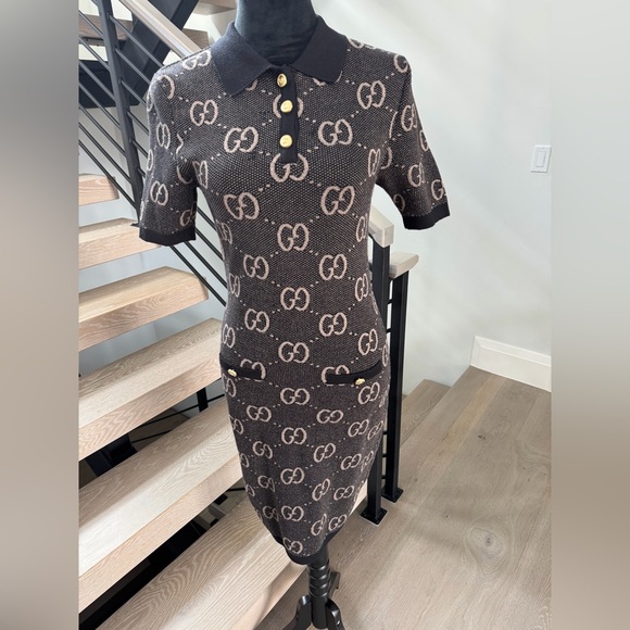 New Gucci Black and Brown Logo Mini Dress can fit Small and Medium size - Picture 4 of 8